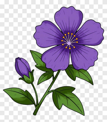 Purple Flower With Bud PNG