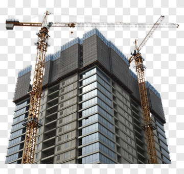 Construction Site With Cranes And Building PNG