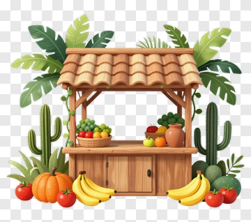 Fruit And Vegetable Market Stall PNG