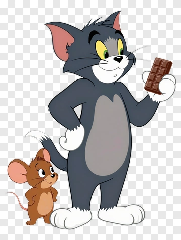 Cartoon Cat Holding Chocolate With Mouse PNG