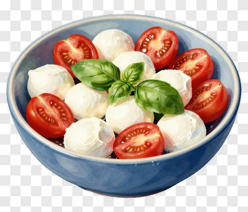 Bowl Of Mozzarella Balls And Cherry Tomatoes PNG