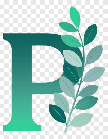 Letter P With Leaf Design PNG