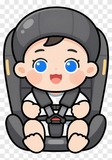 Cartoon Baby In A Car Seat PNG