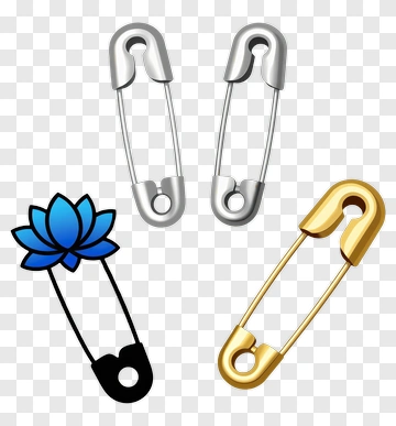 Collection Of Safety Pins And Decorative Elements PNG