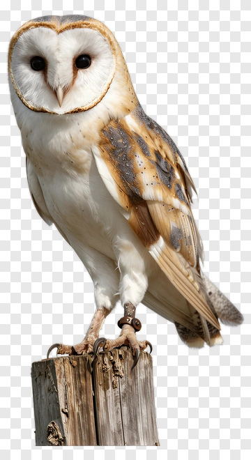 Barn Owl Perched On A Wooden Post PNG