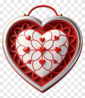 Heart Shaped Gift Box With Red Hearts PNG