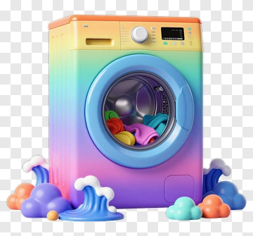 Colorful Washing Machine With Playful Foam PNG