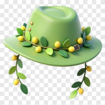 Green Hat With Lemon Decoration PNG