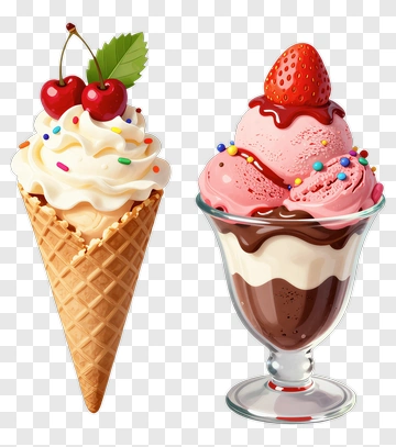Ice Cream Cone And Sundae Dessert PNG