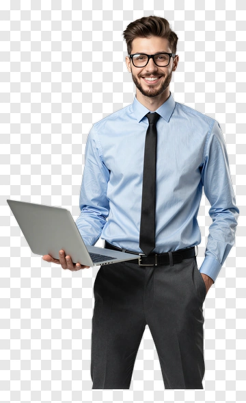 Businessman Holding A Laptop PNG