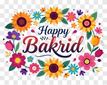 Happy Bakrid Floral Design PNG