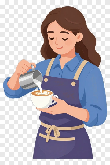 Barista Pouring Coffee With Milk PNG