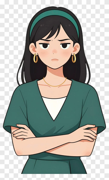 Cartoon Woman With Arms Crossed PNG