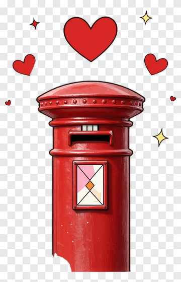 Red Mailbox With Love Hearts PNG