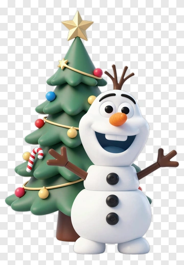 Cartoon Snowman With A Christmas Tree PNG