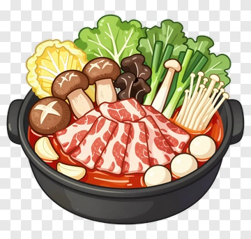 Colorful Hot Pot With Vegetables And Meat PNG