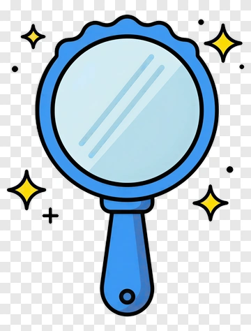 Cartoon Handheld Mirror With Sparkles PNG