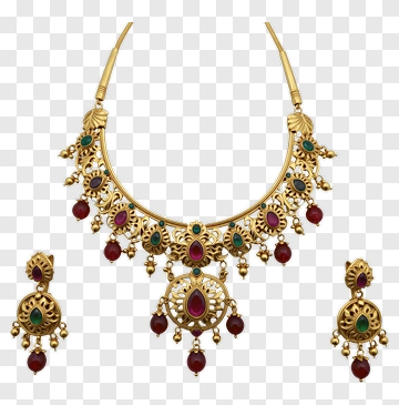 Gold Jewelry Set With Colorful Gemstones PNG