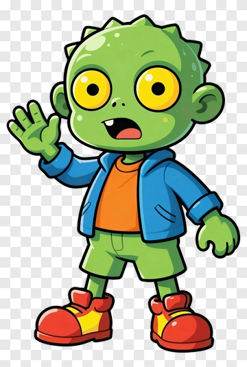 Cartoon Zombie Boy Waving PNG