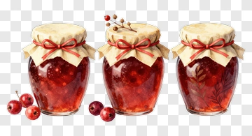 Three Jars Of Jam With Berries PNG