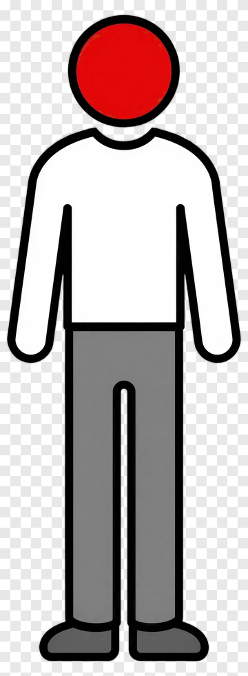 Simple Person Icon With Red Head PNG