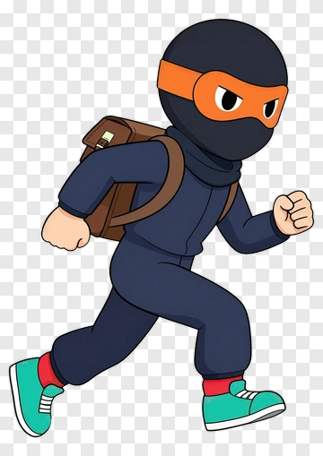Cartoon Ninja Running With A Backpack PNG
