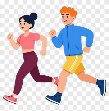 Cartoon Couple Running Together PNG
