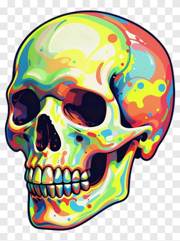 Colorful Skull Illustration PNG