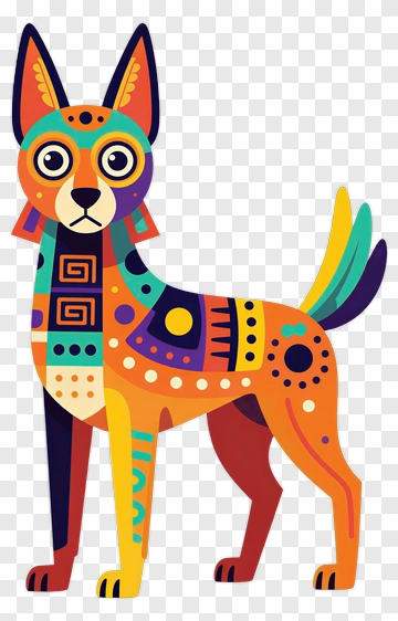 Colorful Dog With Geometric Patterns PNG