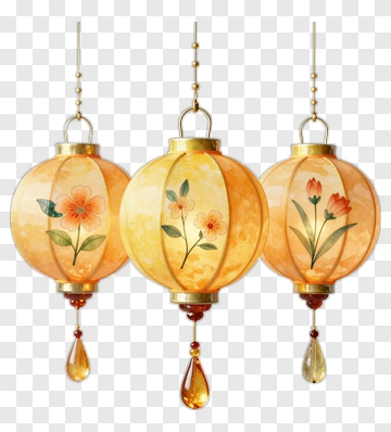 Traditional Lanterns With Floral Designs PNG