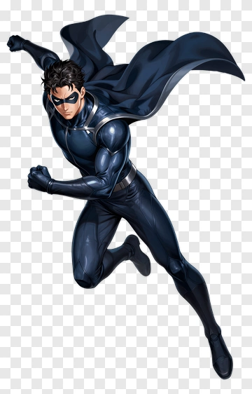 Superhero In A Blue Costume With A Cape PNG