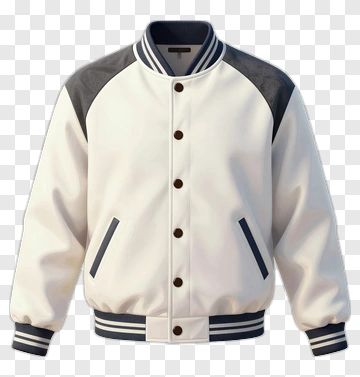 White Sports Jacket With Black Accents PNG