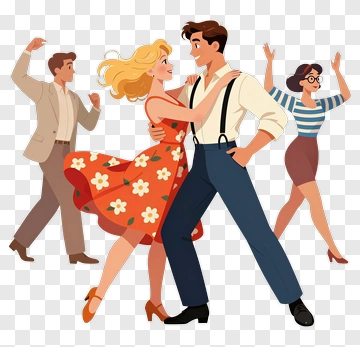 Couple Dancing In A Retro Style PNG