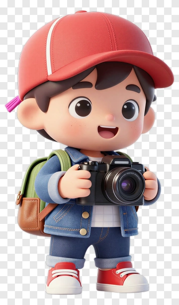 3D Boy Holding A Camera PNG