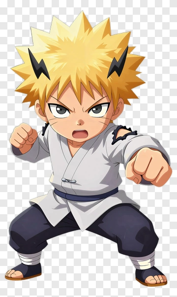 Fighting Cartoon Character With Spiky Hair PNG