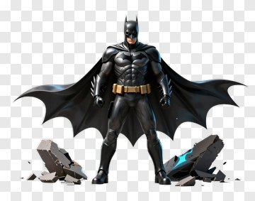 3D Batman Standing With Broken Debris PNG
