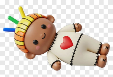 Colorful Doll With Heart Design PNG