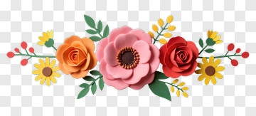 Colorful Paper Flower Arrangement PNG