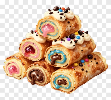 Colorful Dessert Rolls With Cream And Sprinkles PNG