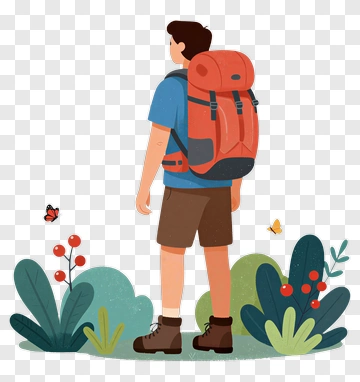 Hiker With Backpack In A Nature Setting PNG