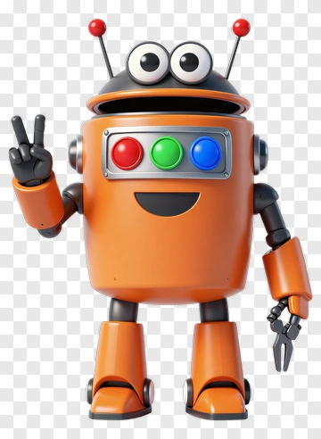 Cartoon Robot Making A Peace Sign PNG