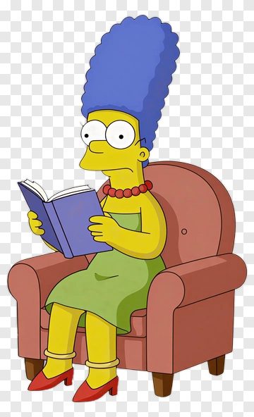 Cartoon Woman Reading A Book PNG