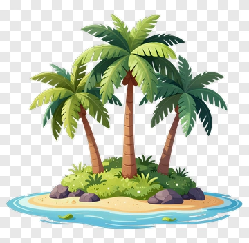 Tropical Island With Palm Trees And Water PNG