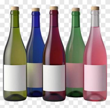 Colorful Bottles With Blank Labels PNG