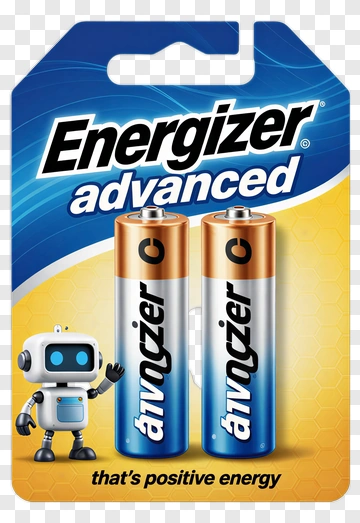 Energizer Advanced C Batteries With Robot Character PNG