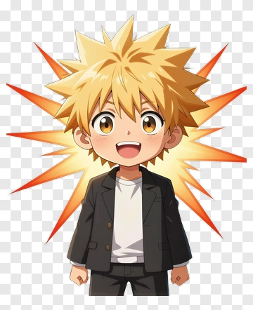 Cartoon Boy With Spiky Hair And Excited Expression PNG