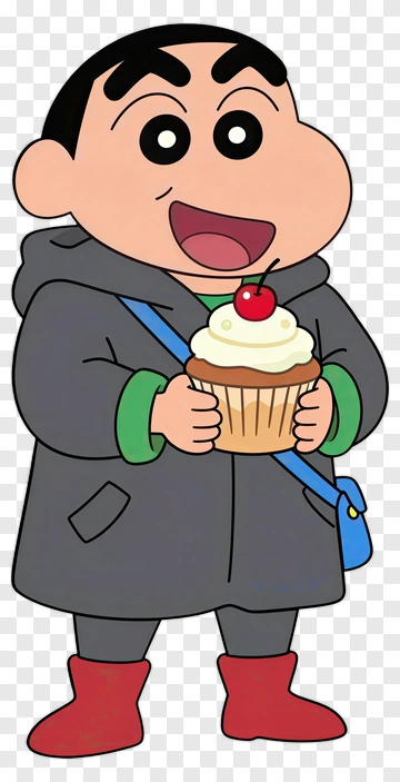 Cartoon Boy Holding A Cupcake PNG