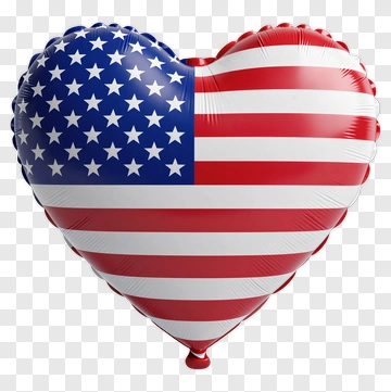 Heart-Shaped Balloon With American Flag Design PNG