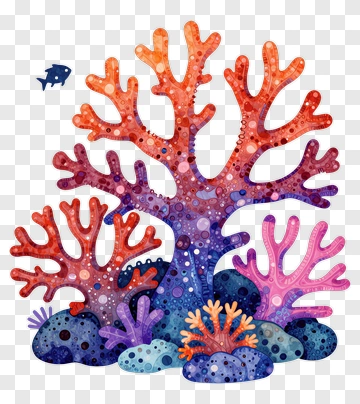 Colorful Coral Reef With Fish PNG