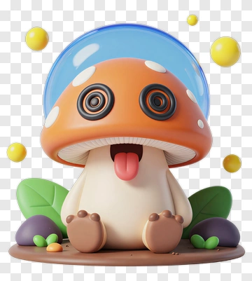 3D Cartoon Mushroom Character PNG